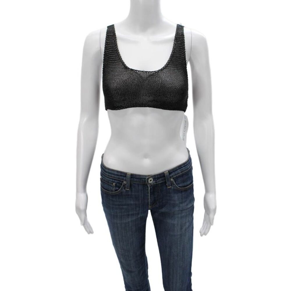 Bananhot Womens Crop Top Sleeveless Scoop Neck Polyester Solid Size M